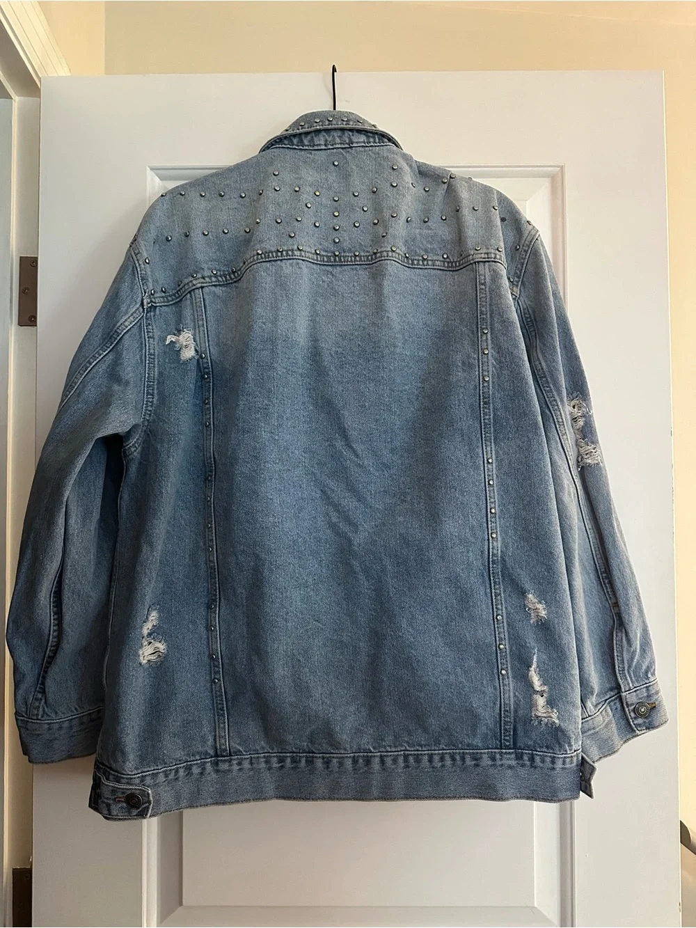 Free People Studded Jean Jacket. - Picture 5 of 8